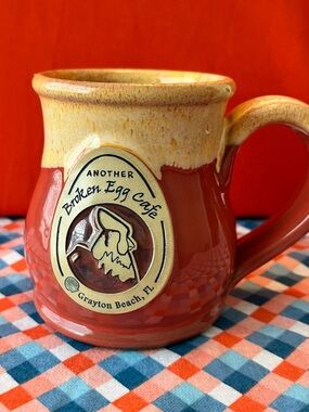 Red and Yellow Another Broken Egg Café Handcrafted Round Belly Mug New